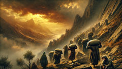The Fir Bolg carrying heavy sacks up Greek mountains as slaves.