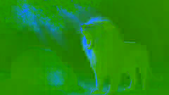 Un majestuoso león y yaciendo y bosteza y se queda dormido cerca de la rocosa musgosa luminosa en el bosque de Ghana.