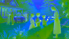  Primo ofreciendo limonada helada a los niños en el borde de la fiesta en el jardín
