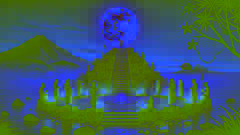 The moon orb ascending above the Pacific sky