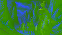 Bahram Gur guía a sus guerreros a través de montañas escarpadas bajo cielos nublados, preparándose para enfrentarse al dragón.