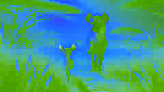 Kito the gazelle and Jabari the hyena walk side by side on the savanna, symbolizing their newfound friendship.