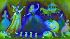 La Hada Madrina de Cenicienta transforma sus harapos en un deslumbrante vestido.