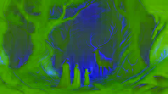 The princesses confront the Elk King in the enchanted Forest of Echoes under a starlit sky
