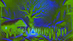 Dorfbewohner unter einem heiligen Borik-Baum während eines strengen Winters, umgeben von schneebedeckter Landschaft, versammelt um ein kleines Feuer zur Wärme.