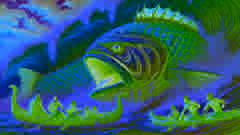 The colossal fish begins to surface, causing turmoil in the ocean around Māui's canoe.