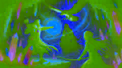 Erik confronts the shadowy sorcerer Mordain in a glowing cavern, wielding his radiant amulet as Astrid draws her bow.