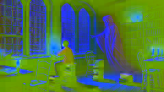 El Fantasma de la Navidad Pasada muestra al joven Scrooge sentado solo en un aula.