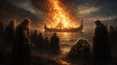 La luz de Asgard se consume en llamas mientras la pira funeraria de Baldur arde sobre el mar.