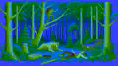 Deux voyageurs se trouvent dans une forêt. L'un grimpe à un arbre pour échapper à un ours, tandis que l'autre fait semblant d'être mort.
