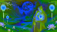Chen Xiang e San Shengmu se reencontram em um vale pacífico, com a luminosa Lanterna de Lótus e a distante Montanha Hua ao fundo.