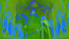 Askeladden y la princesa confrontan al malvado hechicero en el gran salón del castillo.