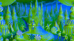 Marie et le Prince Casse-Noisette dans le Royaume des Sucres, entourés de paysages sucrés et de artistes célébrant la magie de ce monde enchanteur.