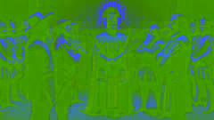 Atahualpa standing in a dark courtroom, facing Pizarro and Spanish soldiers as they decide his fate.