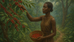 Kelechi offering palm wine and kola nuts at Mami Wata's shrine by the river