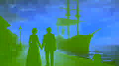 Un pequeño vaporero costero partiendo de Yalta al amanecer