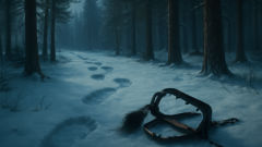 Grandes y misteriosas huellas en el bosque nevado de Siberia.