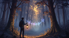 A traveler stops as a familiar-sounding voice echoes through dense foliage, hinting at the Chullachaqui's mimicry.