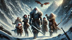 Drizzt Do’Urden zusammen mit Bruenor, Catti-brie, Regis und Wulfgar in Icewind Dale