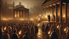 Lucius Junius Brutus speaking in the forum after Lucretia's death