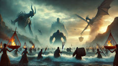 La batalla final en la confluencia de la montaña, el pantano, el mar y el cielo, mientras los hermanos guían a los aldeanos para enfrentarse a cuatro monstruos.