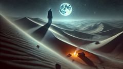La silueta del desierto capta la forma en que se imagina al Nasnas: incompleto y, de manera inquietante, equilibrado entre la quietud y el movimiento.