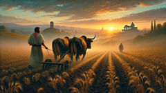 Cincinnatus returning to his plough after relinquishing power in Rome