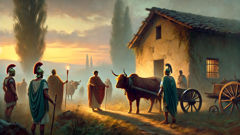 Cincinnatus departing from his farm to take command of Rome's troops