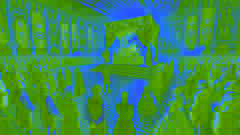 The moment Jonas activates the mechanical heart in a grand hall filled with gears and astonished onlookers