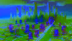 Estudiantes interactuando con lecciones holográficas en un aula futurista.