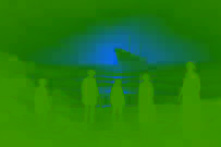 The pale glow of the ghost ship hovering off the Cape of Good Hope against a starless sky
