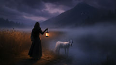 تراقب راعية الغنم إيرا مرور كلاب آننون عبر مستنقع ضحل من القصب، والهواء متوتر ومضاء بضوء غريب من عالم آخر.