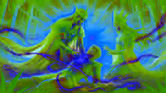El Príncipe Bantugan es revivido por el Rey Madali y la Princesa Datimbang, rodeado de energía mágica mientras el sol sale en el horizonte.