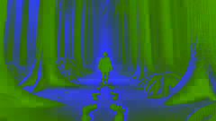 Awan walking through a snow-covered forest, following large, mysterious footprints.