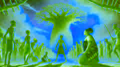 Sunjata Keita se pone de pie por primera vez, desarraigando un baobab mientras los aldeanos lo observan asombrados.