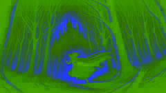 Maude corre a través de un oscuro bosque, huyendo del castillo aterrorizada, con la niebla envolviendo los árboles y la luz de la luna filtrándose entre las ramas.