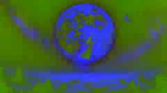 Chang'e asciende hacia la luna, volviéndose etérea mientras la tierra abajo se desvanece, bajo un cielo estrellado.