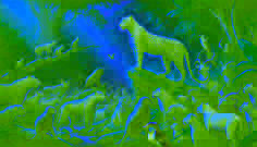 Le léopard se vante auprès des animaux dans une clairière de la jungle, se tenant fièrement sur un rocher.