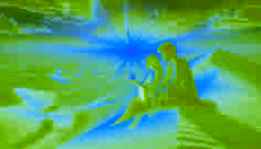 At sunrise in the Sahara, Idris and Zarah sit on a dune with a vial of water, reflecting on their restored balance.
