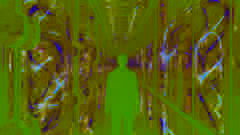 Um túnel de condutos de dados brilhantes que refletem uma luz infinita