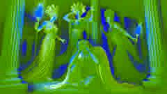 As Fúrias confrontam um rei apavorado em seu palácio, evocando visões de suas transgressões.