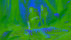 Diego et Mariana découvrent un piège de braconnier profondément dans la jungle, avec un jeune jaguar tombé à proximité et des yeux luisants dans l'ombre.