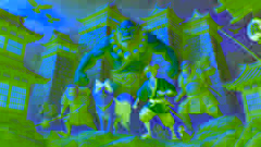 Momotaro et ses compagnons infiltrent la forteresse des ogres sur Onigashima, se préparant au combat.