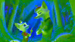 Felix le da consejos a Luna, la joven zorra, en el bosque. Luna lo escucha atentamente, mirándolo con admiración.