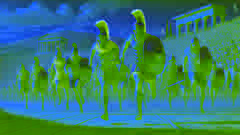 Hoplite race with armored athletes, including a determined Spartan in the lead.