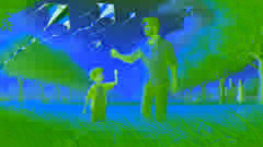 Amir and Sohrab fly a kite together in a bright park, signaling hope and healing.