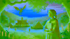 Lila returns to her village at sunset, with a Pukwudgie watching over her from the trees.