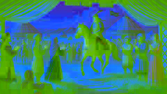Alpamysh regresa a casa victorioso, recibido por su esposa Barchin y los alegres aldeanos tras la batalla.