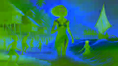 Adisa revient sur la plage de son village, sa mère courant vers elle, tandis que le village s'anime en arrière-plan.