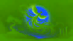 The Phoenix trapped in shadowy tendrils on a moonless night, struggling to keep its fiery essence alive.